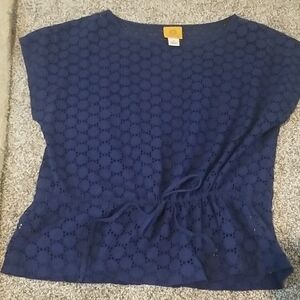 Ruby Rd. royal blue Eyelet Blouse